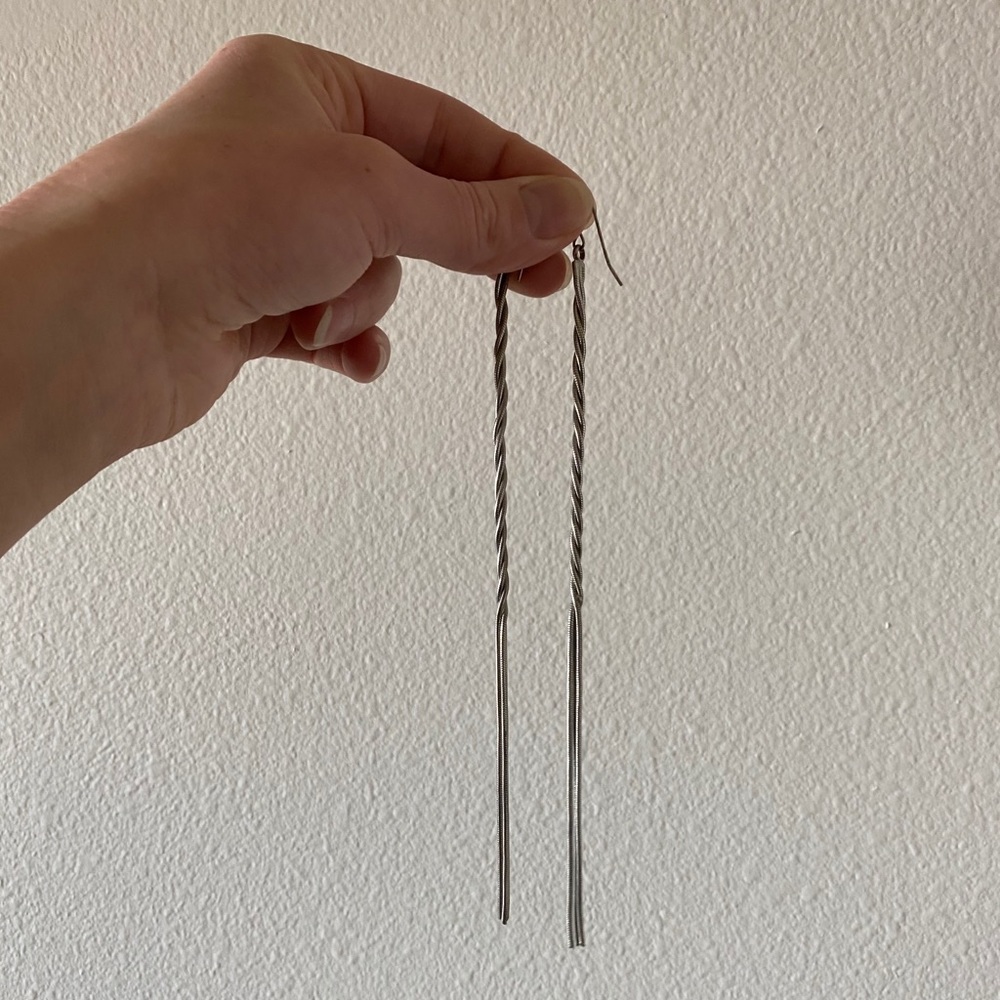 8 inch Silver earrings